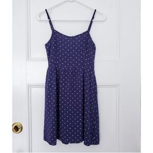 H&M Navy Polka Dot Mini Dress Fit & Flare Feminine Casual Chic